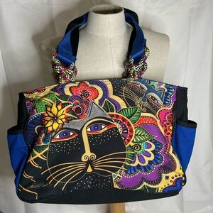 Laurel Burch Multicolor Cat Art Tote